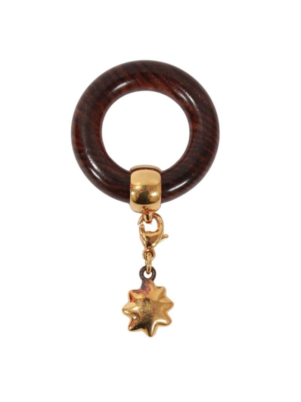 Hermes Star Charm Brown Scarf Ring Gold - Picture 1 of 8